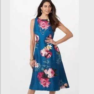 Beautiful teal and pink floral tea dress